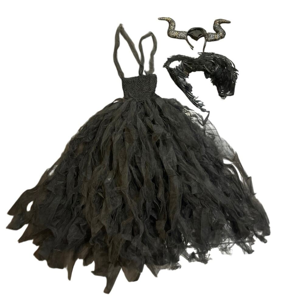Maleficent Childs Costume SZ 8-10 Tutu Disney Villains Goth Dark Fairy
